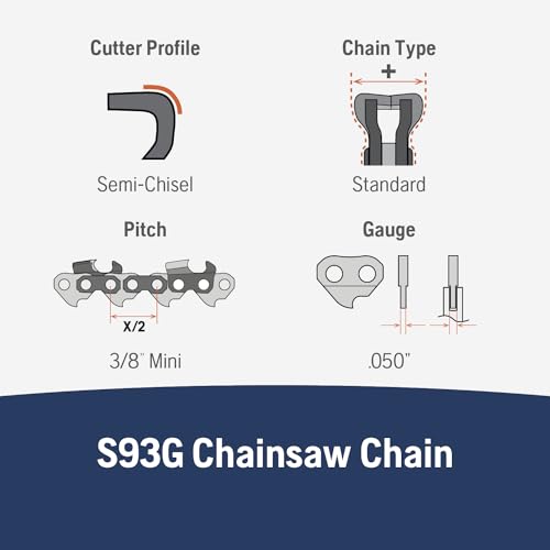 Husqvarna Chainsaw Chain 14" .050 Gauge 3/8 Pitch x-Cut High Durability Superior Lubrication Works Longer Without Needing to Be Adjusted, Orange/Gray (S93G)