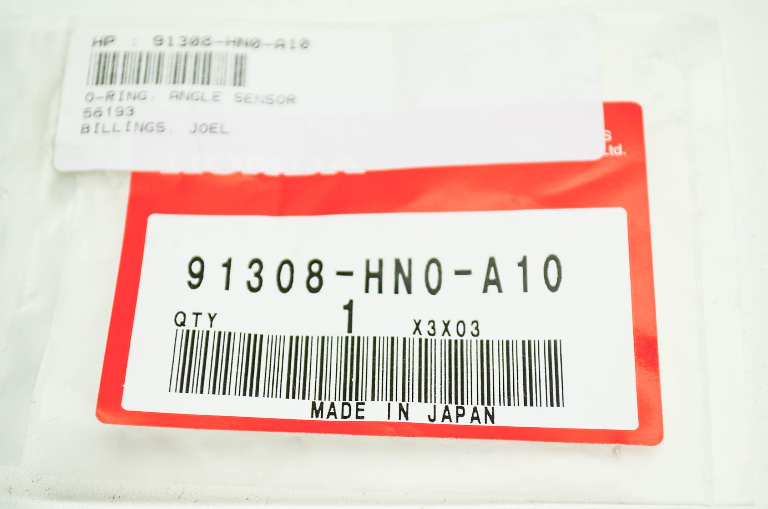 Honda 91308-HN0-A10 O-RING ANGLE SENSOR
