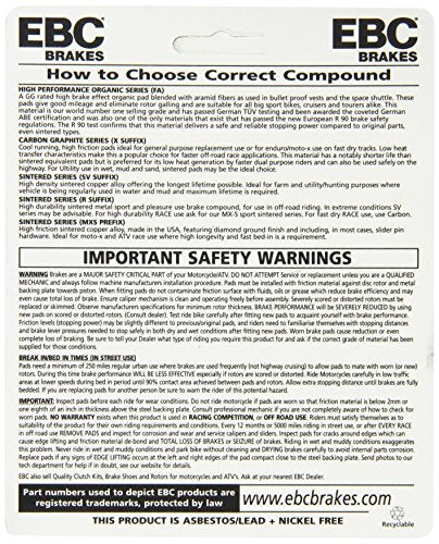 EBC Brakes SFA169 Standard Scooter Brake Pad, Black, One-Size
