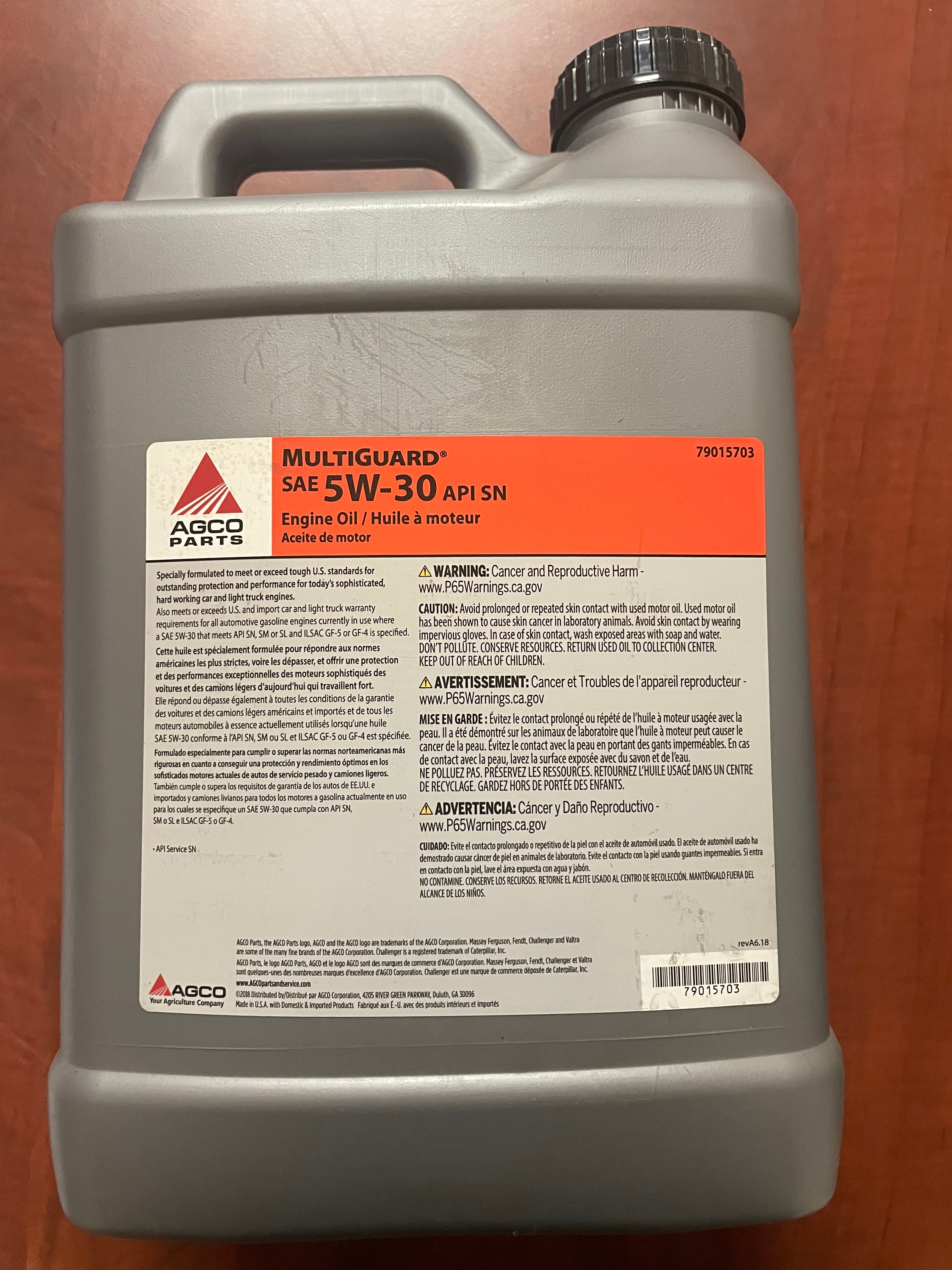 AGCO MultiGuard SAE 5W-30 API SN, 2.5 Gallon